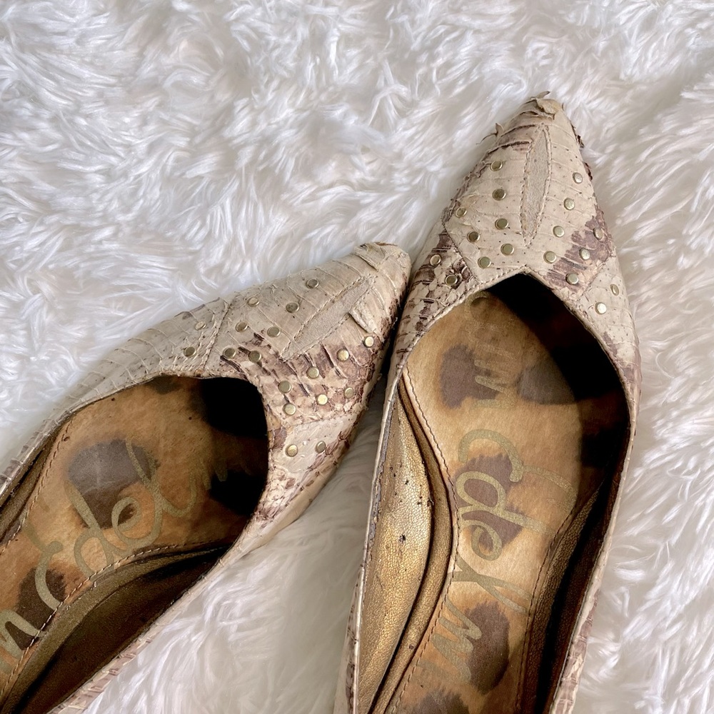 Sam Edelman Pointed Toe Snakeskin Flats